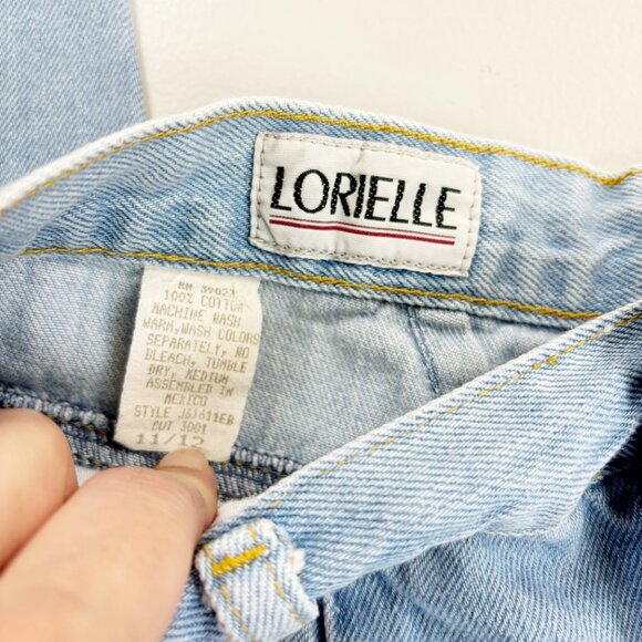 LORIELLE Vintage 80s High Waisted Mom Jeans SZ 11/12 Light Wash Pleated Front - Picture 7 of 10
